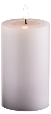 Obrázok produktu pre Stredne veľká LED valcovitá sviečka s časovačom, biela, priemer 7,5 cm, výška 12,5 cm – vyžaduje 2 AA batérie; LED sviečka z pravého vosku s efektom blikania, bezplameňová valcovitá sviečka – stredne hrubá LED sviečka z pravého vosku