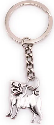 Produktbild von Onwomania Schlüsselanhänger Häßlicher Hund Silber Metall Anhänger Charm