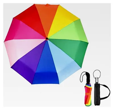 Produktbild von Kleiner Faltbarer Regenschirm in Bunt | Ø99 cm | Automatik Regenbogen für Damen und Herren, Sturmfest mit Tragetasche