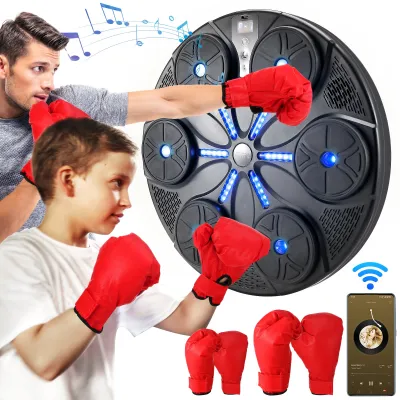 Produktbild von Sportanzug Elektronische Musik Boxmaschine, Musikboxmaschine,Wandmontiertes Boxziel, mit 2 Paar Erwachsener +Kind Boxhandschuhen