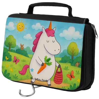 Produktbild von Mr. & Mrs. Panda Necessaire Einhorn Vegan Design - Weiß - Geschenk, Gesund Leben, Veganismus, kosmetiktäschchen, Schminktasche, kulturtäschchen, essen, Rohkost, Veganer