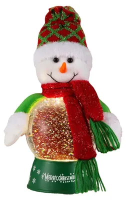 Productafbeelding van Sneeuwbol, sneeuwman, kerst, muzikaal, verlicht, 8 melodieën, 30x12,5 cm