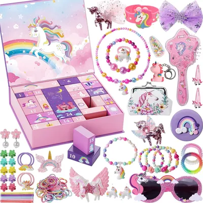 Produktbild von Adventskalender 2024 Kinder Mädchen,24 Tage Weihnachts Countdown,mit 24 Stück Haarschmuck und Accessoires,Schmuckkalender für Kinder 3-12Jahre,Weihnachtskalender Kinder