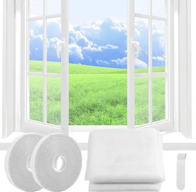 Produktbild von Ibenzoa® Mückennetz & Fliegengitter für Fenster & Türen – selbstklebend mit Klett, zuschneidbar 130 x 150 cm, 2er-Set, Weiß