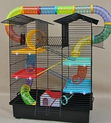 Productafbeelding van Famanu hamsterkooi - met tunnel en looprad - 62 x 38 x 55 cm