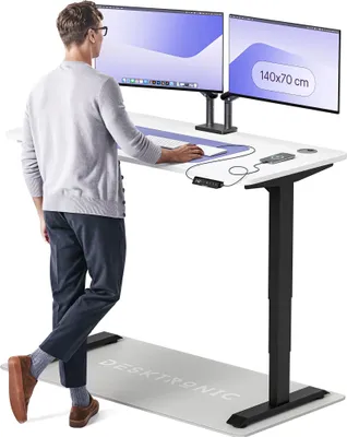 Produktbild von Desktronic HomePro Elektrisch höhenverstellbarer Schreibtisch 140x70cm Schwarz/Weiß mit Memory-Funktion, Anti-Kollisions Technologie, USB-A und USB-C-Ladeanschlüssen