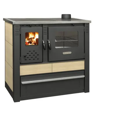 Produktbild von Pro Termo doo Küchenherd Holzofen PANONIA mit Kacheln creme 10,5 kW Dauerbrandherd rechte Version