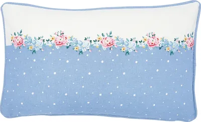 Produktbild von Greengate Laura Kissenhülle dusty blue mit Stick 30 x 50 cm