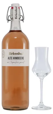 Produktbild von Birkenhof Alte Himbeere Beerenbrand mit 6 x Gläsern