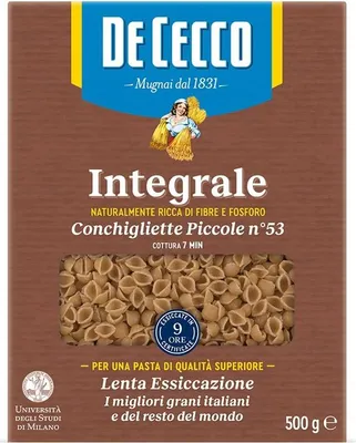 Produktbild von 6x De Cecco Conchigliette Piccole n°53 Integrali Vollkornnudeln Vollkorn Pasta 500g Packung