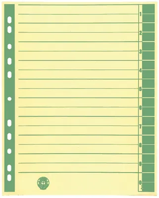 Obrázek produktu pro 9541101100 Trennblätter - A4 Überbreite, grün, farbiger Rahmendruck, 100 Stück