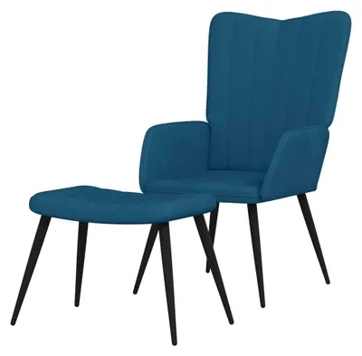 Produktbild von Relaxsessel mit Hocker in Blau aus Samt