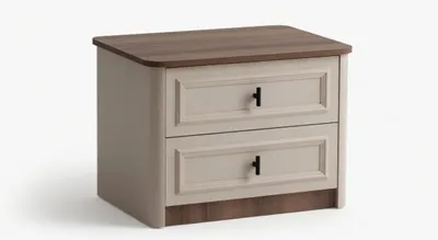 Obrázek produktu pro Moderní designový noční stolek, béžová barva, vzhled dřeva, elegantní