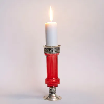 Produktbild von Orientalischer Kerzenständer Manar Rot H 20 cm, Ø 6,5 cm mit Dorn für Stumpenkerzen