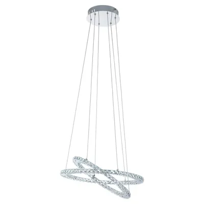 Image de Lustre LED unique à deux cercles VarrazoReproductioné de cristaux