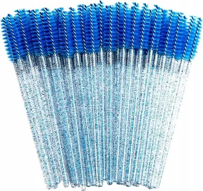 Produktbild von Einweg-Glitzer-Spiral-Wimpern- und Augenbrauenbürsten Blau 50 Stück.