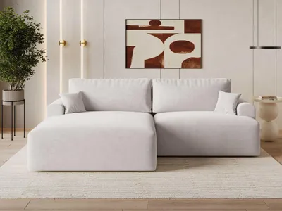 Produktbild von GrainGold Ecksofa L-Form Links Serene - Ecksofa mit Schlaffunktion und Bettkasten - Moderne Ecksofa, Wohnzimmer Ecksofa - Eckcouch Grau (Castel 80)