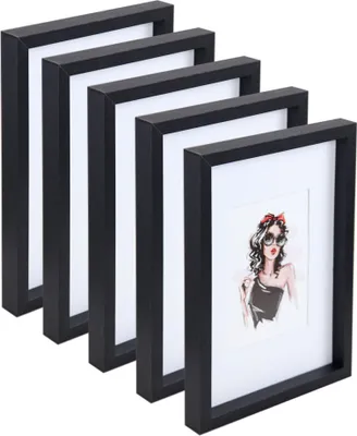 Produktbild von 3er 5er Set Holz Bilderrahmen Bilder Foto Rahmen Fotorahmen Wanddeko Collage Poster HR-15 - Farbe: 5er Pack Schwarz | Format: 13x18