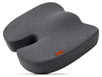 Produktbild von Ergonomisches Sitzkissen für Bürostühle – Sitzring zur Entlastung des Steißbeins – Entwickelt von Experten – Kissen für Rücken und Gesäß – Ergonomisch geformt – Rutschfest – Waschbar – 45x32x10 cm – Grau
