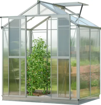 Produktbild von GFP Gewächshaus Picco 2 - Aluminium-Rahmen - 179x133 cm - 6 mm Polycarbonat-Platten - mit Fundamentrahmen und 1 autom. Fensteröffner