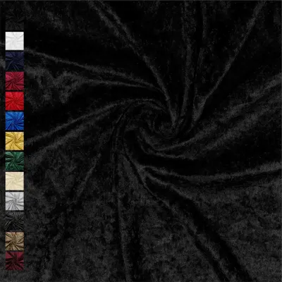 Produktbild von Pannesamt Meterware 140 cm breit – Stoff für Bekleidung, Kostüm & Deko, Uni Glänzend, 0,5 m Schritte, 13 Farben, Karneval & Weihnachten 001Schwarz