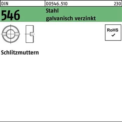 Produktbild von Reyher  Schlitzmuttern DIN 546 Stahl M 16 galv. vz (250 Stück)