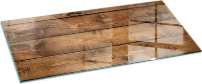 Produktbild von Glasbodenplatte für 125x50 cm – Kaminofen – Kaminplatte Glas – Schutzglas – Funkenschutzplatte –Glasbodenplatte Feuerfeste – Hitzeschutzplatte – Bodenschutz aus Glas – Holzbrett mit Maserung