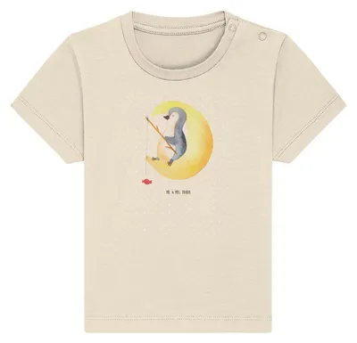 Produktbild von Mr. & Mrs. Panda  T-Shirt Pinguin Mond 0. - 6. Monat - Natural Raw - Geschenk, Spruch, Babyshirt, Organic Baby, Süßigkeiten, Kleinkind, Erschöpft, Kurzarmshirt