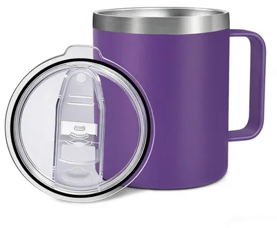 Immagine prodotto di Tazza termica in acciaio inossidabile da 360 ml con manico, ideale per il viaggio, colore lilla