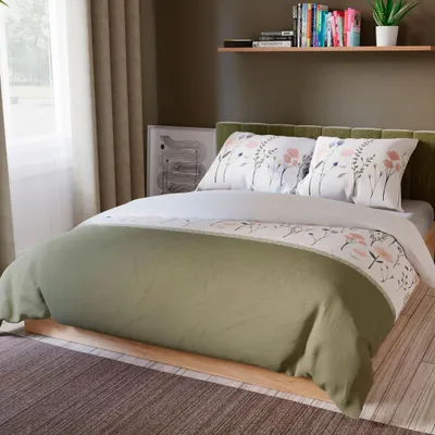 Immagine prodotto di Biancheria da letto, cotone sateen, alta qualità 200x220 Fable Green, fiori