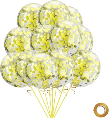 Produktbild von 20 Stück Luftballons Gold, 30cm Konfetti Ballons Gold, Goldene Glitzer Pailletten Latex Helium Ballons, Goldene Luftballons Konfetti für Hochzeit