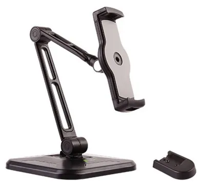 Productafbeelding van TECHLY Wand-/tafelhouder voor iPad/tablet, 11,94-32,77 cm (4,7-12,9 inch), verstelbaar in hoogte en draaibaar, maximale hoogte 290 mm, maximale breedte 44 mm, zwart