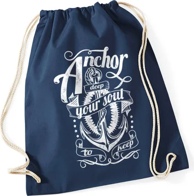 Produktbild von Turnbeutel Anker Hipster Beutel Tasche Anchor Jutebeutel Stringbag Beuteltasche