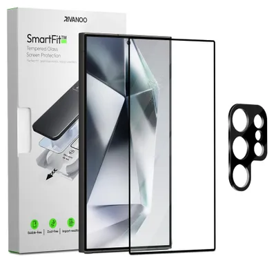 Produktbild von 1-Pack Samsung S24 Ultra Displayschutzfolie & 1-Pack Kameraschutz - Gehärtetes Glas | [Automatische Installation] - Blasenfrei