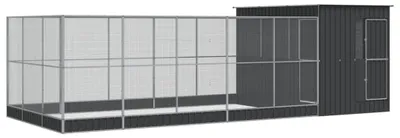 Zdjęcie produktu dla vidaXL Woliera z nadstawką srebrna 704x303x216 cm stalowa