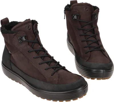 A pair of brown and black winter boots.