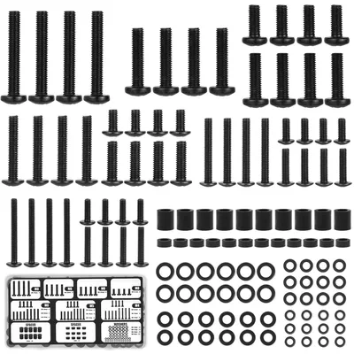 Immagine prodotto di Kit di viti Vesa per supporto TV a parete: 122 pezzi, set di viti nere M8, M6, M5, M4 - TV - Viti standard con distanziatori e rondelle