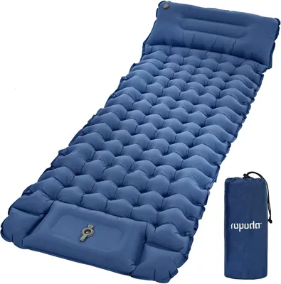 Produktbild von Aufblasbare Isomatte 170 x 71 x 9 cm, blau, mit Kissen, Fußpumpe, wasserdicht, für Camping