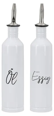 Obrázek produktu pro Gilde 2tlg. Set, Essig/- Ölspender, "Vita", Schriftzug, Edelstahl, weiß, VE 2, H. 24,5 cm, D. 5 cm