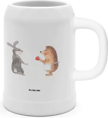 Produktbild von Mr. & Mrs. Panda Krug Hase Igel - Weiß - Geschenk, Trennungsschmerz, Seidel, Steinkrug, Humpen, Tiere, Bier, Trösten, Tonkrug, Herzschmerz, Liebeskummer