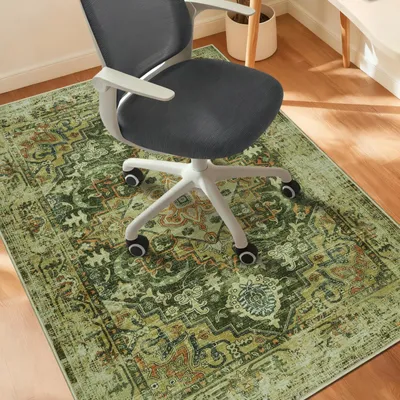 Image de Tapis de sol pour chaise de bureau, dimensions 90x120 cm, avec revêtement en caoutchouc antidérapant