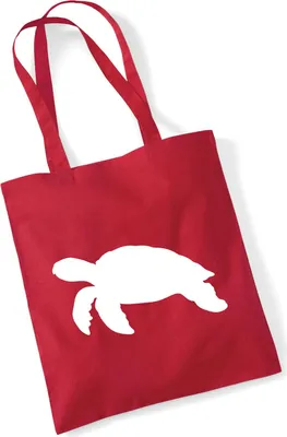 Produktbild von Huuraa Jutebeutel Schildkröte Silhouette 10 Liter Classic Red Baumwolle Tasche Geschenkidee
