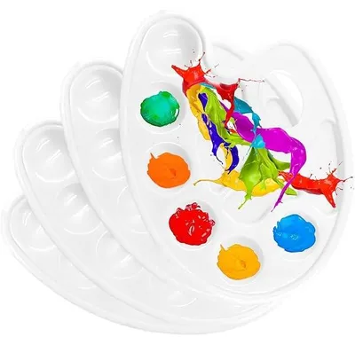 Produktbild von Mischpalette, 4 Stück Mischpalette mit Griffloch und 10 Mischfelder, Mischpaletten für Farben, Farbmischpalette, Universalpal