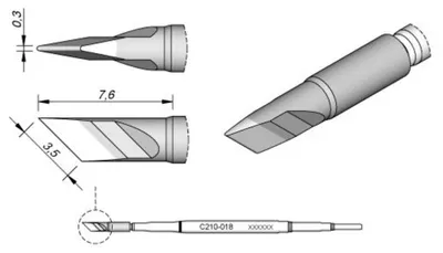 Obrázek produktu pro JBC C210018 Lötspitze Sonderform klingenförmig Spitzen-Groesse 0.3 mm Inhalt 1 St.