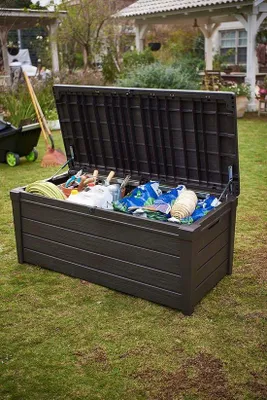 Produktbild von Famanu Kissenbox 454 Liter Volumen - Taupe, Holzlook