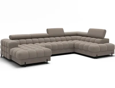 Produktbild von Wohnlandschaft in U-Form XXL Falco Sofa mit Bettkasten und Schlaffunktion Microfaser Sola 18 Beige rechts