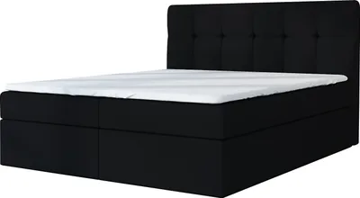 Produktbild von Boxspringbett LIVIO 160x200 mit 2 Bettkästen, Bonell-Matratze und Topper. Farbe: Schwarz.