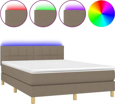 Obrázok produktu pre vidaXL Boxspring posteľ s matracom a LED Taupe 140x190 cm látka