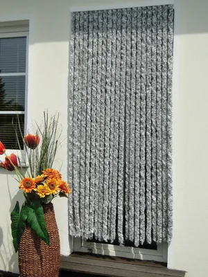 Produktbild von Chenilledesignet-Vorhang für Türen, 100 x 200 cm, Silber-Weiß