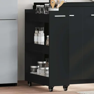 Produktbild von Design Schrank mit Rollen Schwarz 60x22x79 cm Holzwerkstoff, Aktenschränke 2024 Neu